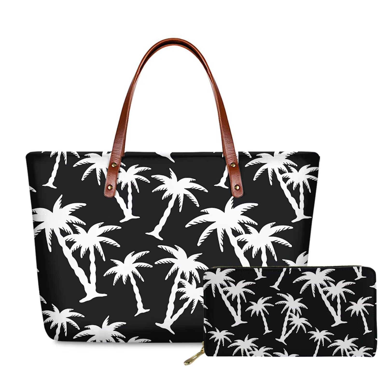 FKELYI Palm Tree Women Purses and Handbags,2 Pieces,Earphone and