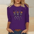 thumbnail image 2 of successthop Womens Halloween Shirts Plus Size Pumpkin 3/4 Sleeve Tee Skeleton Tops Holiday Fall Vacation Clothes Purple, 2 of 4