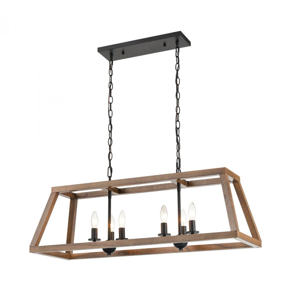 Barrow 6Light Island Light in Birchwood and Matte Black