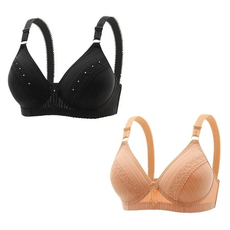 Dazajoo 2 Pack Bras for Women Push Up Push Up Seamless Bralettes Soft V Neck Breathable Underwear Womens Lightweight Soft Comfy Everyday Bra Flash Deals Black XXL