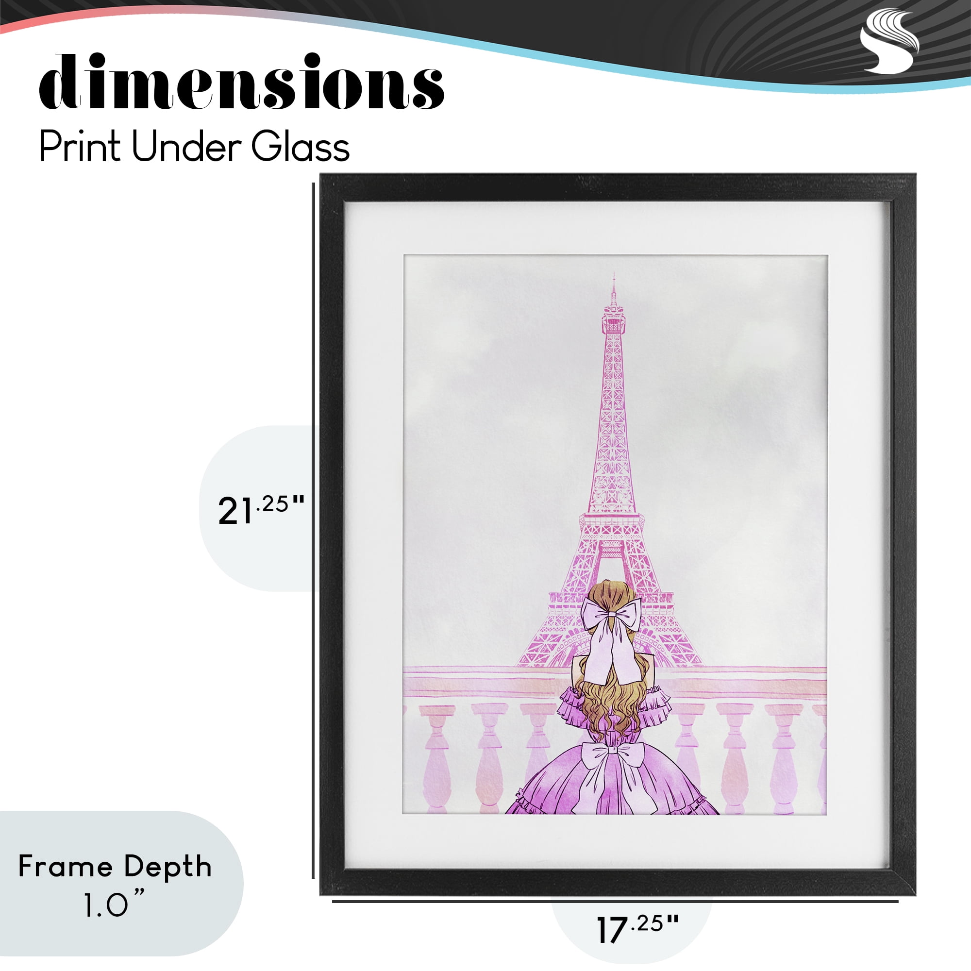 Stupell Industries Pink Gown & Eiffel Tower Black Framed Print Under Glass, design by Ziwei Li