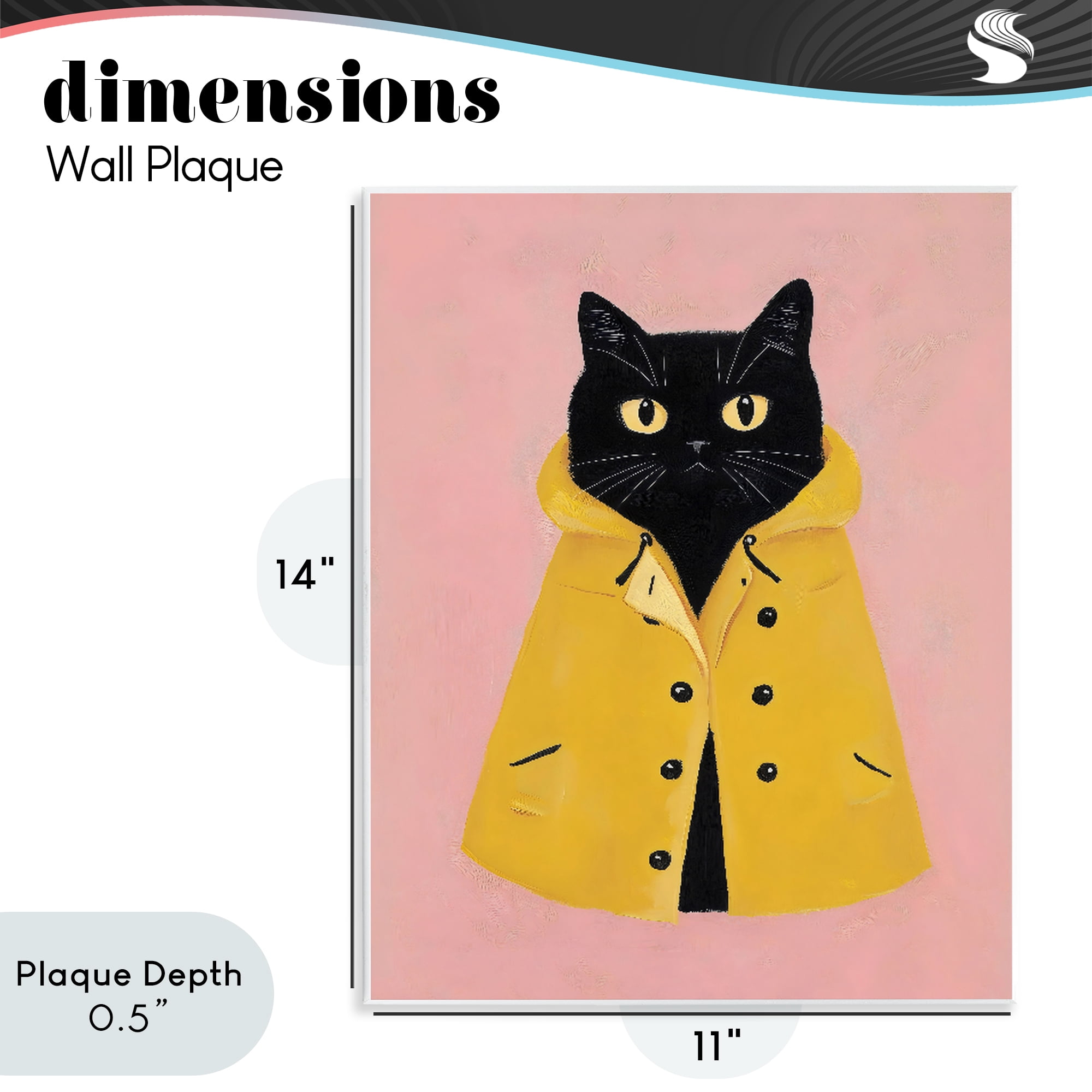 Stupell Industries Black Cat in Yellow Raincoat Wall Plaque Art, design by The Prints Vibe