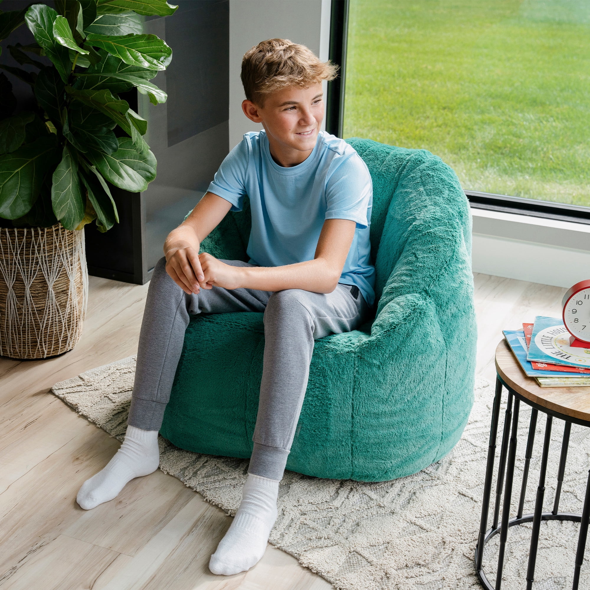 Big Joe Joey Bean Bag Chair for Kids/Teens, 2.5 ft Plush Lounge Chair, Soft & Lightweight, Sea Green