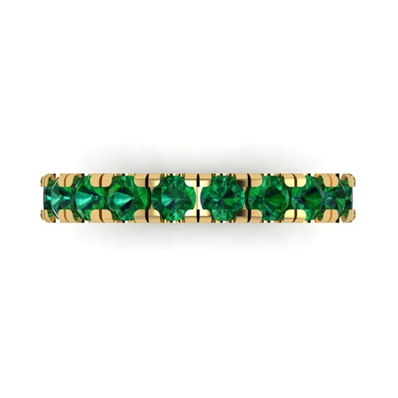 1 ctw Wedding Band for Women - 18K Yellow Gold Simulated Emerald Stackable Eternity Ring