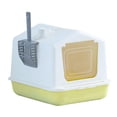 thumbnail image 3 of Bandeja de arena para gatos cerrada, bandeja de arena, caja de arena portátil desmontable con cuchara para evitar fugas de arena, inodoro profundo Amarillo, 3 of 10