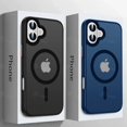 thumbnail image 2 of Magnetic Frosted Matte Armor Phone Case For iPhone 16 15 14 Plus 13 12 11 Pro Max For Magsafe Translucent Shockproof Back Cover purple For iPhone 11 ProMax, 2 of 6
