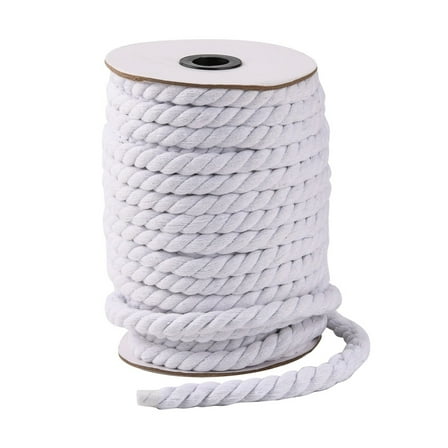 1 roll 3-Ply Macrame Cotton Cord Twisted Cotton Rope for Wall Hanging Plant Hangers Crafts and Wedding Decorations White 12mm 21.87~24.05 yards(20~22m)/roll