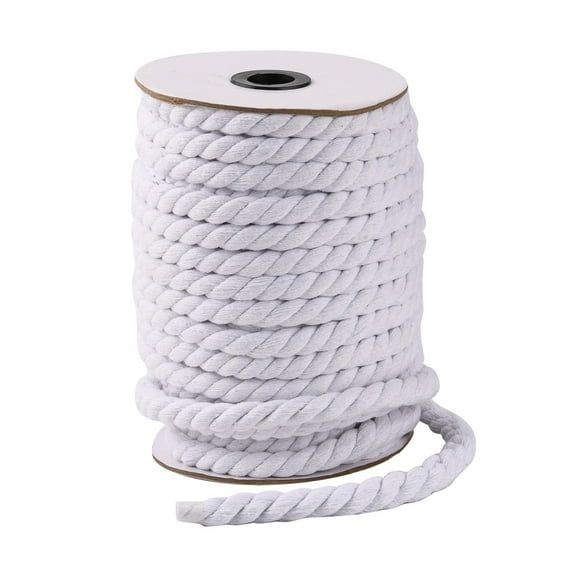 1 roll 3-Ply Macrame Cotton Cord Twisted Cotton Rope for Wall Hanging Plant Hangers Crafts and Wedding Decorations White 12mm 21.87~24.05 yards(20~22m)/roll