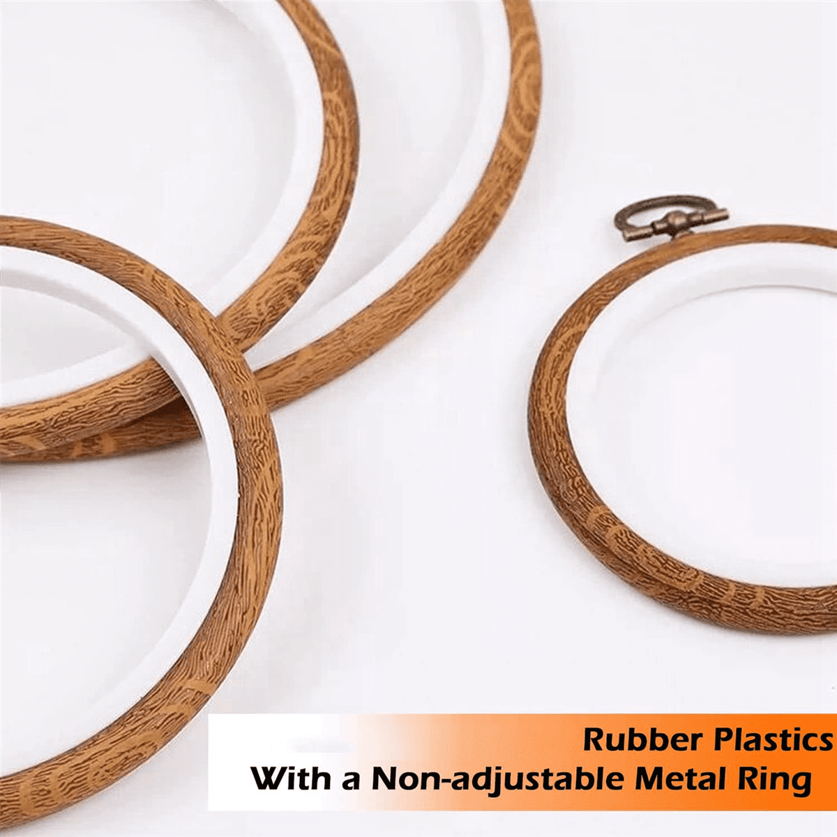 12Pcs Embroidery Hoops 3.93 Inch Round Embroidery Frame with Metal Ring Imitated Wood Embroidery Circle Embroidery Hoop