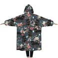 thumbnail image 2 of Oversized Wearable Blanket Hoodie,Rottweiler Dog and Flower Floral Sherpa Blanket Hoodie with Super Pockets,Super Warm Fuzzy Pullover for Women & Men, 2 of 6