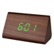 thumbnail image 1 of Triángulo moderno LED Reloj despertador de madera Clásico Termómetro de reloj de escritorio de control de sonido digital (Madera marrón y luz verde), 1 of 4