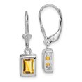 thumbnail image 1 of 925 Sterling Silver 7x5 Citrine Leverback Earrings Drop Dangle, 1 of 6