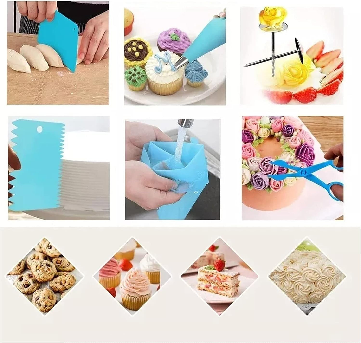 BSHAPPLUS® Piping Bags and Tips Set, 72 Pcs Cake Decorating Supplies Kit,Cake Decoration Kit with 20 Frosting Bags, 42 Icing Tips Pastry, Cookie, Cupcake and Baking Supplies