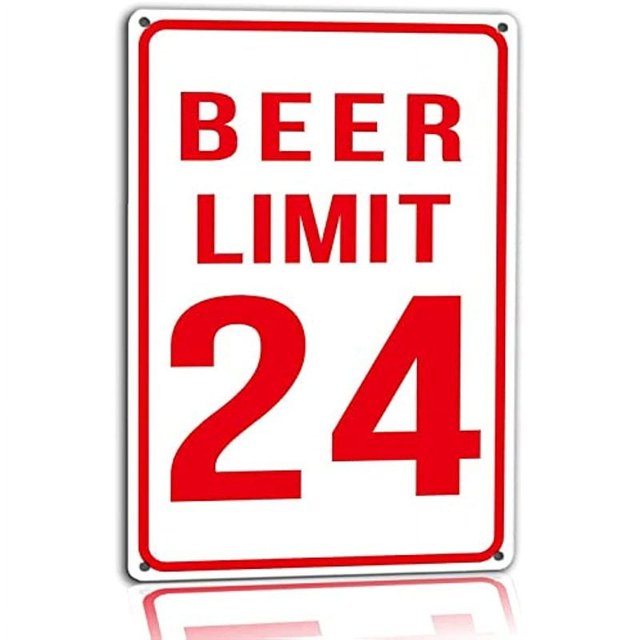 Nuevos y divertidos carteles de hojalata con texto en inglés "Beer Limit 24 Bar Sign Garage Accessories For Man Cave And Accessories Room Art Wall Decor" Tamaño: 8 x 12 pulgadas