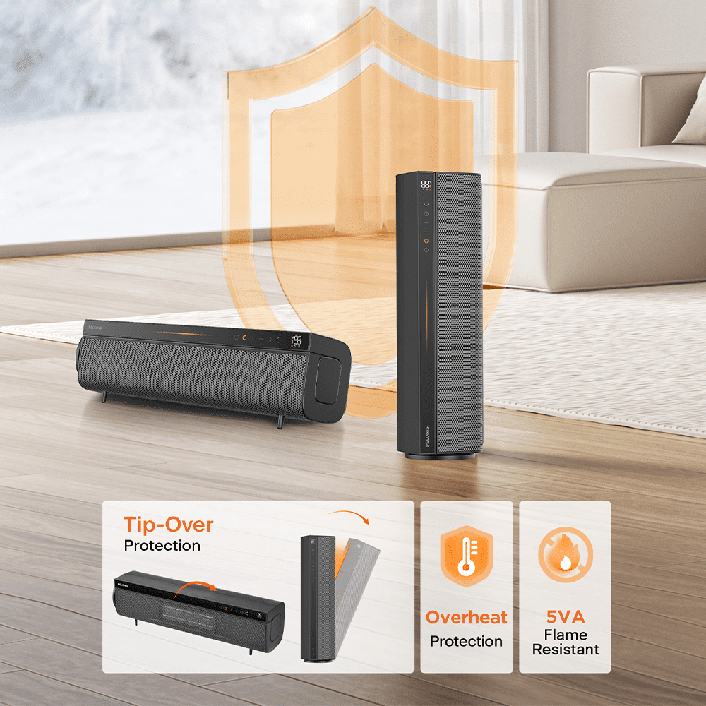 Pelonis 1500W Vertical and Horizontal Ceramic Tower Space Heater with Electric Remote Control, Black