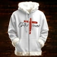 thumbnail image 2 of Telankuip Christmas Hoodies for Men Fuzzy Trim Zip up Drawstring Hooded Sweatshirts Christian Faith Long Sleeve Full Zipper Pullovers Oversized Xmas Holiday Tops White XL, 2 of 3