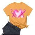 thumbnail image 3 of Nfurl Inspirational Breast Cancer Awareness Shirts for Women Pink Ribbon Graphic Tees Plus Size Short Sleeve Tshirts for Breast Cancer Survivor Gifts Yellow L, 3 of 4