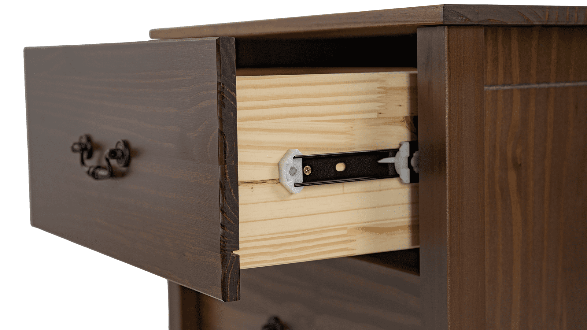 Brixton Solid Wood 2 Drawers Nightstand Walnut - for Adults ans Teens
