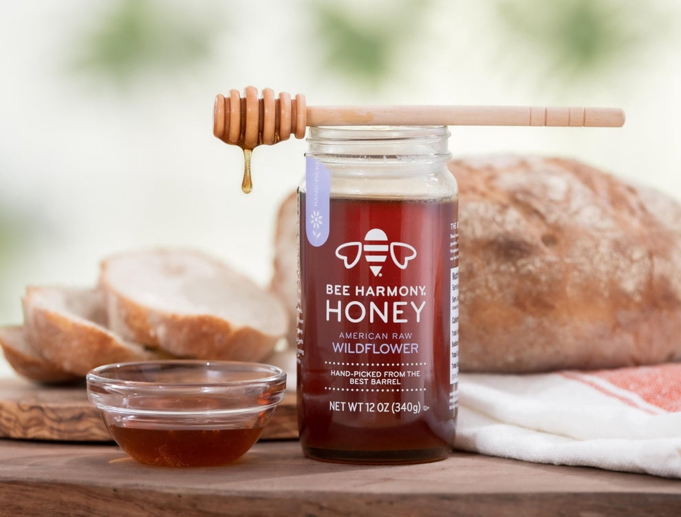 Pack of 6, Bee Harmony American Raw Wildflower Honey, 12 oz