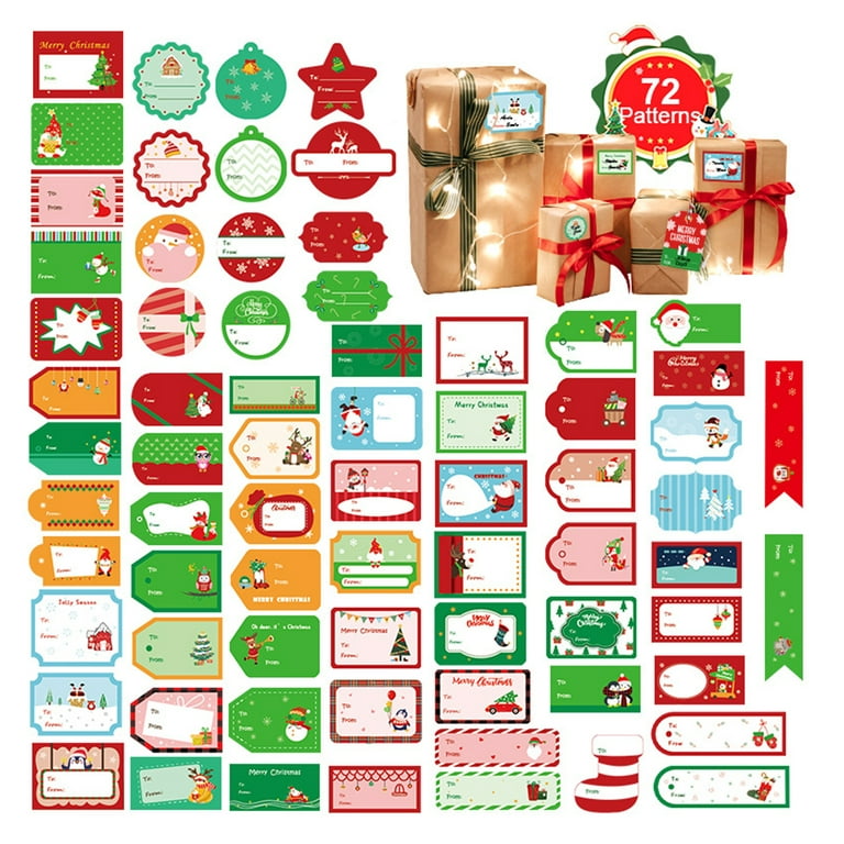 Christmas Gift Labels Sticky - 120 Xmas Sticky Labels for Xmas Gifts 