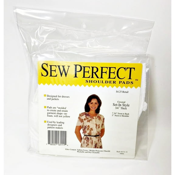 Lot of 2 Sew Perfect Shoulder Pads Set-in Style,3/4 Thick, White
