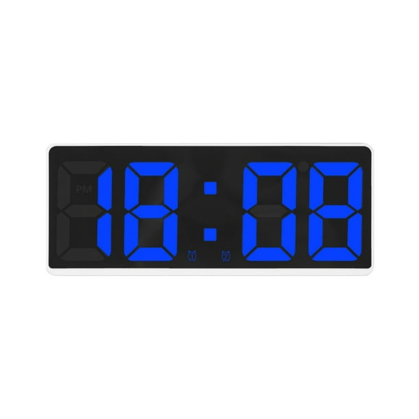 Pisexur - Reloj despertador digital para hombre, LED, pantalla digital grande, moderno, totalmente funcional, para escritorio, mesita de noche, estudio, cocina, marco blanco, electrónica para niños,