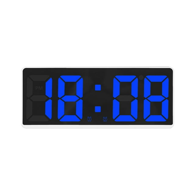Réveil Numérique Simple Affichage Numérique LED Grand Mode Réveil Entièrement Fonctionnel Bureau Chevet Étude Cuisine Cadre Blanc