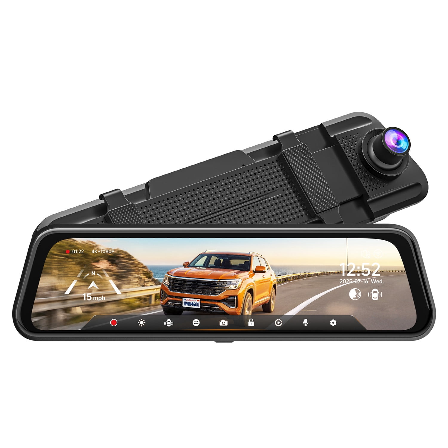 WolfBox M40lite 4K Front Rearview Mirror Dash Cam and 1080P