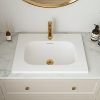 Sleek 24 in. x 18 in. Drop-In Bathroom Sink In White Acrylic with Overflow and Single Faucet Hole
