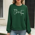 thumbnail image 5 of Lcziwo Women Christmas Knit Pullover Tops Cute Graphic Print Waffle Sweatshirt Casual Trendy Long Sleeve Shirts Crew Neck Fall Winter Outfits 2025 Green,L, 5 of 6