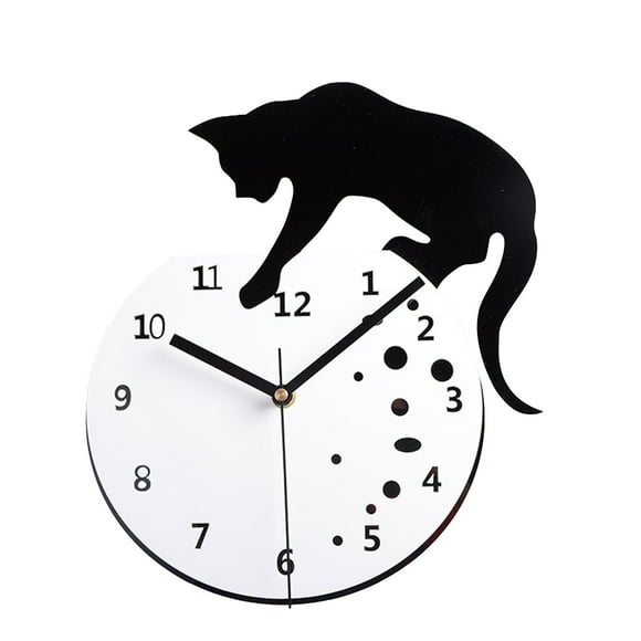 Wmqpnns New Trending Cat On A Fishbowl Adorable Wall Watch Art Wall Clock Cat and Fish Home Kitty Cat Modern Design Wall Clock Cat Pet Lovers Todays Deals Clearance Sale