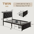 thumbnail image 2 of iPormis Twin Bed Frame with Storage Drawers, Linen Upholstered Headboard Platform Bed with Charging Station, No Box Spring Needed, Metal Slats Support, Noise-Free, Easy Assembly,Black, 2 of 8