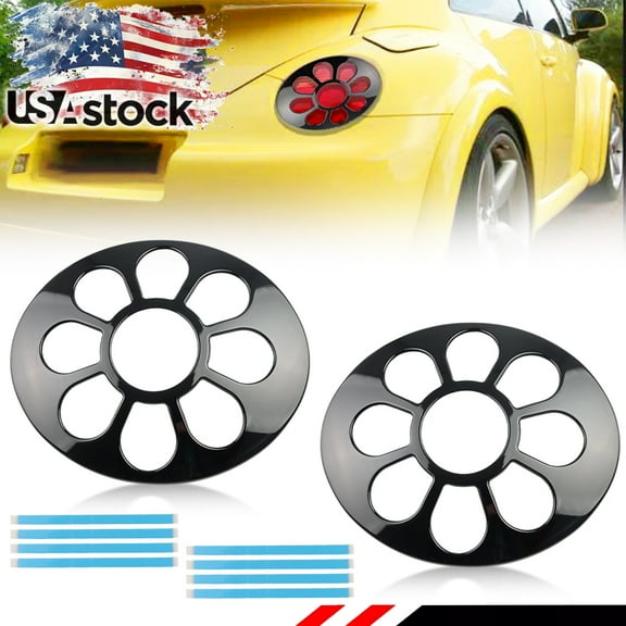 2Pcs Glossy Black Daisy Fower Tail Light Rear Light Brake Lights 
Backup Lights Cover For VW Volkswagen Beetle Turbo S Coupe Convertible 1998 1999 2000 2001 2002 2003 2004 2005 No Bulb/Socket