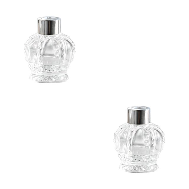 Inteprter Botella de vidrio transparente con fondo antideslizante para fragancia de dormitorio, botella difusora tallada entera, coronas de 100ml 100ml Coronas 2Conjunto