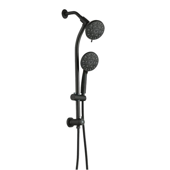 JERFIT No-Tool Install Black 5 Inch Rainfall Shower Combo with 7-Spray Handheld, 26" Adjustable Slide Bar, WaterSense 1.8 GPM