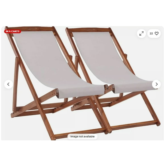 CZMDZH Outdoor Wooden Patio Lounge Chair 2 Set Beach Sling Chair Set Height Portable Reclining Beach Chair Solid Wood Frame with White Polyester Canvas 3 Level