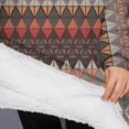 thumbnail image 3 of Oversized Wearable Blanket Hoodie,Brown Boho Geometric Triangles and Rhombuses Pattern Sherpa Blanket Hoodie with Super Pockets,Super Warm Fuzzy Pullover for Women & Men, 3 of 6