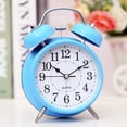 thumbnail image 4 of RV Reloj despertador de 4 pulgadas, cuarzo, analógico, vintage, doble campana, con alarma fuerte y luz nocturna, caja de metal (azul) oso de fresa Electrónica, 4 of 5