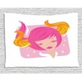 thumbnail image 1 of Zodiac Taurus Tapestry, Abstract Woman Illustration Pink Hair and Orange Horns Female Taurus Portrait, Wall Hanging for Bedroom Living Room Dorm Decor, 60W X 40L Inches, Multicolor, by Ambesonne, 1 of 2