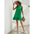 thumbnail image 5 of Women's Ruffle Hem Sleeveless Tank Dress Round Neck Casual Smock Summer Mini Dresses, 5 of 6