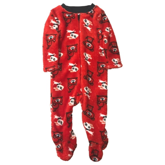 Zak & Zoey Infant Boys Red Fleece Puppy Dog Blanket Sleeper Pajamas 0-3m