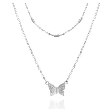 Time and Tru Women's 16" Silver-Tone Butterfly Dainty Necklace.
