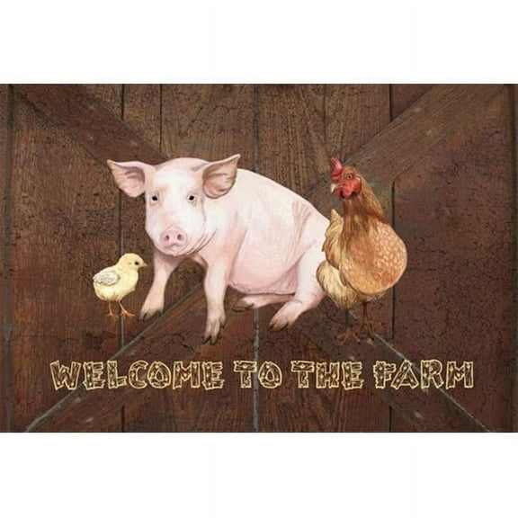 Carolines Treasures  Welcome To The Farm With The Pig And Chicken Fabric Placemat