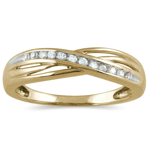 SZUL Women's 1/10 Carat TW Diamond Ring 10K Yellow Gold (J-K-L Color, I2-I3 Clarity)