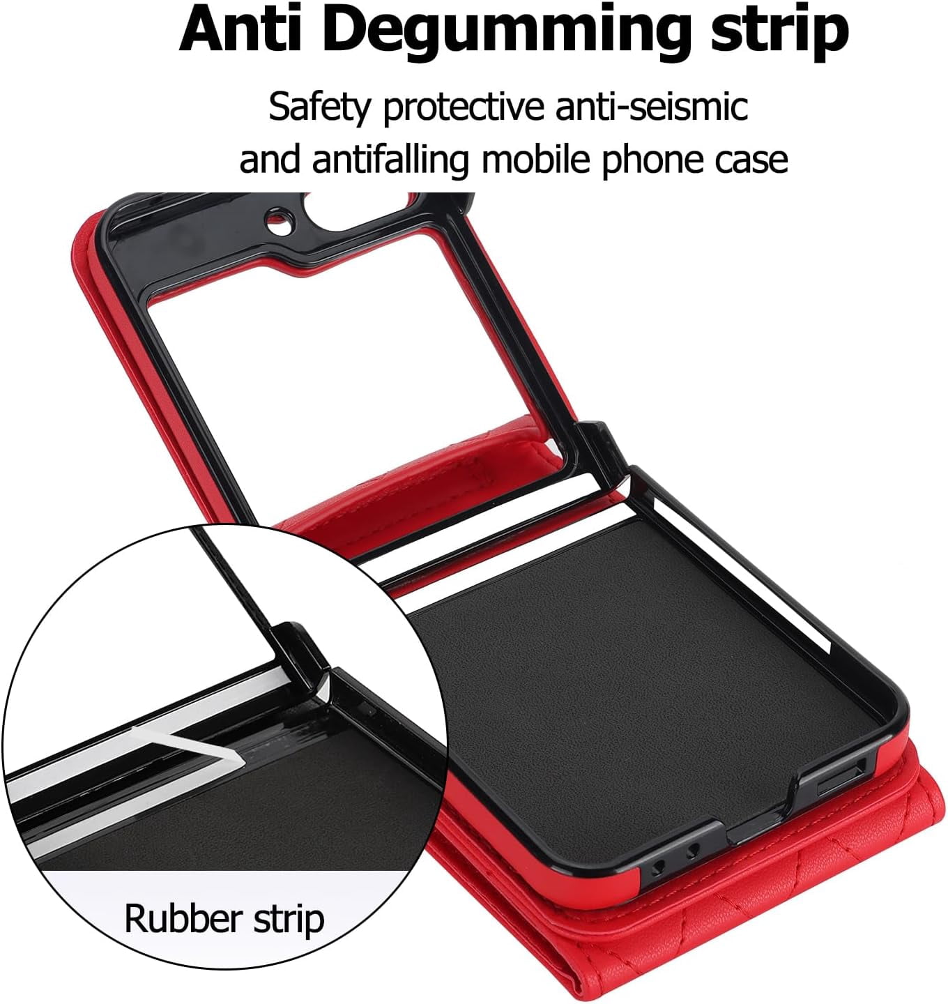 Phone Case for Samsung Galaxy Z Flip 5 5G 2023 Wallet Cover with RFID Blocking Ring Crossbody Wrist Strap Stand Credit Card Holder Leather Cell Accessories ZFlip5 Z5 G Flip5 5Z Women Girls Red