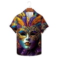 thumbnail image 5 of YuXingFu Mardi Gras Carnival Top for Men Shirts for Men Short Sleeve Clearance Sale S Men's Mardi Gras Print Button Casual Short Sleeve Lapel Shirt, 5 of 5