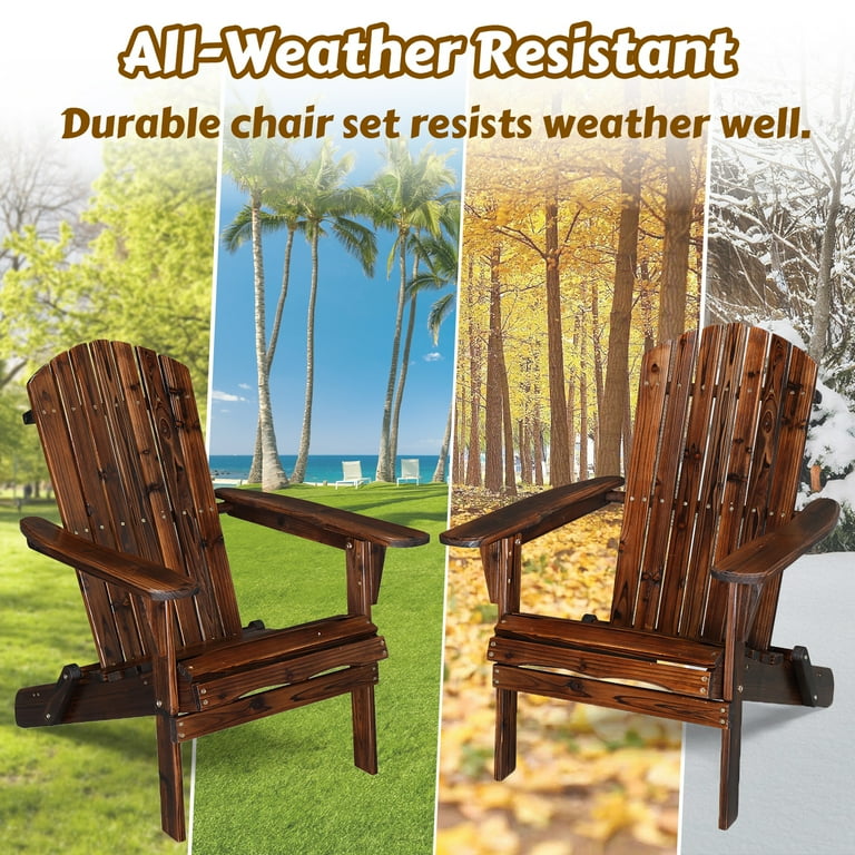 Ktaxon 2 Pack Patio Wood Adirondack Chair, Outdoor Lounge Deck