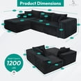 thumbnail image 4 of 110" Modular Cloud Sectional Sofa with Chaise, Deep Seat L Shape Couch, Oversized Modern Modular Sofa, Upholstered Boneless Sectional, Soft Corduroy Fabric, Black, 4 of 12