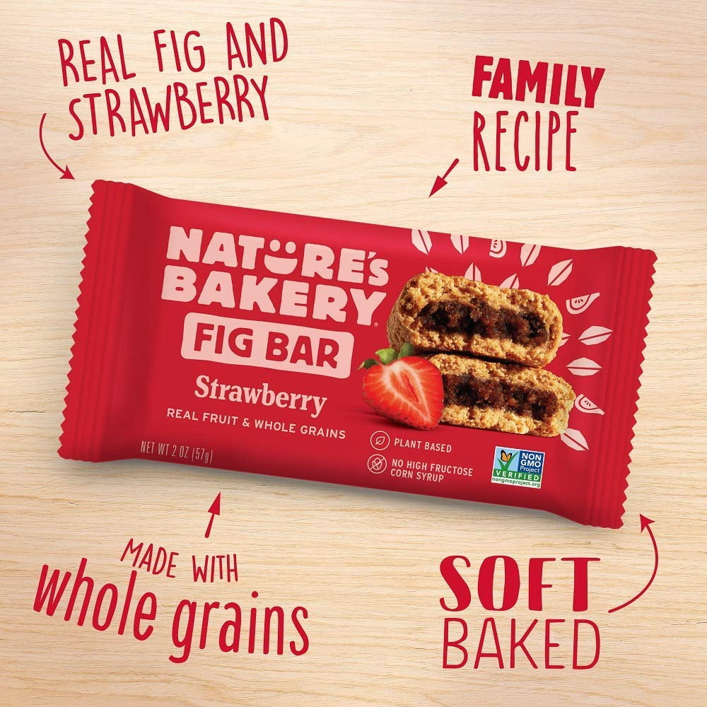 Nature's Bakery Whole Wheat Soft Fig Bars 14 Count, GMO-Free Vegan Bag Brownie