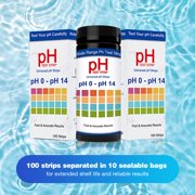 100pcs Universal pH Test Strips, Full Range 0-14, Quickly pH Testing